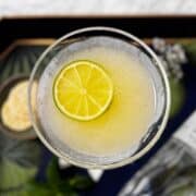Yuzu gimlet cocktail in a martini glass