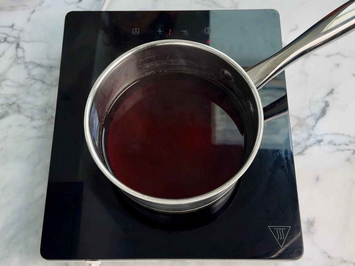 Sauce ingredients in a small saucepan, ready to be mixed for dipping sauce.