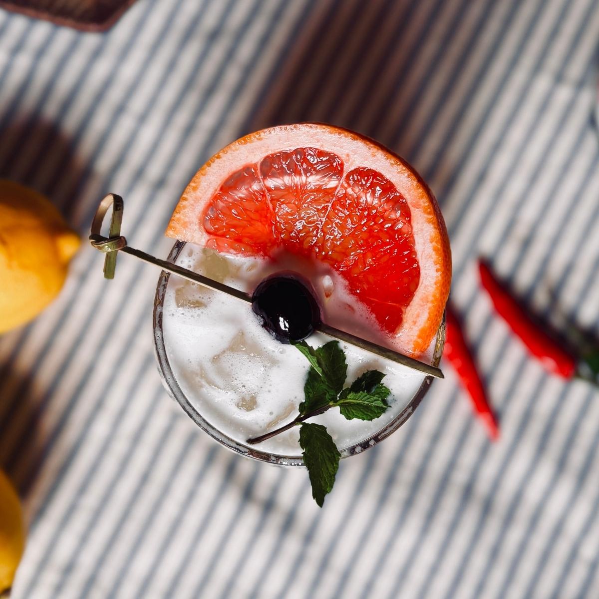 birdseye view of finished spicy sake sour