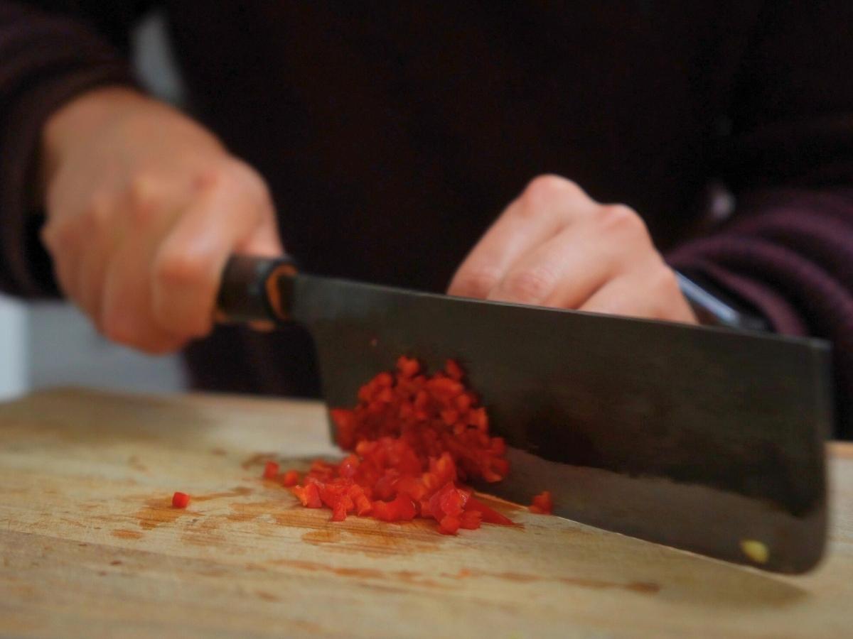 red chili being minced